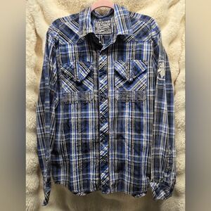 Affliction Men's Vintage Plaid Button-up Sz XL